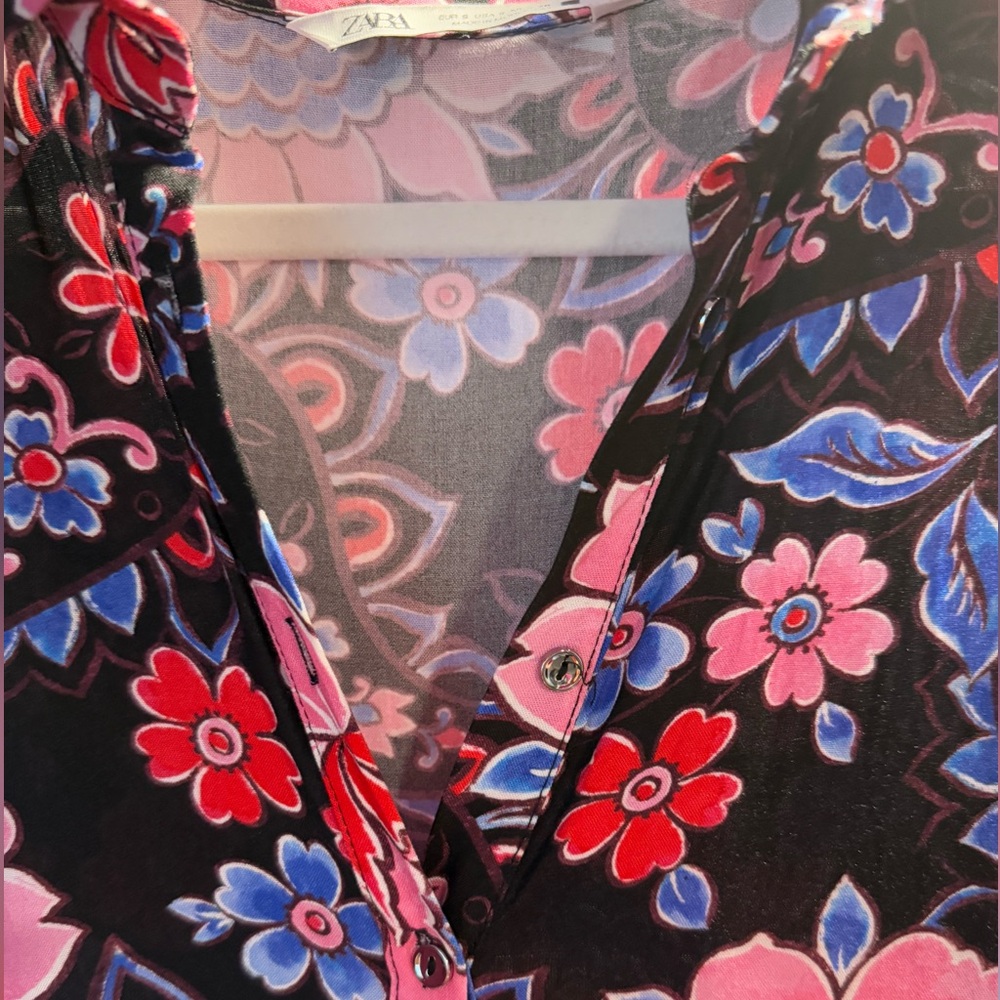 Zara floral tunic mini dressi dressings. Perfect condition, cute belted! - Picture 4 of 4